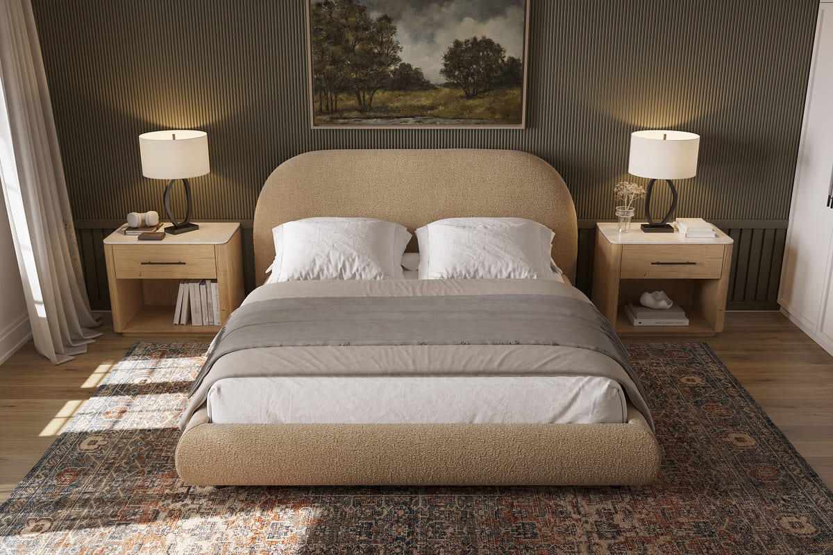 Solana Bed – Curved Boucle Modern
