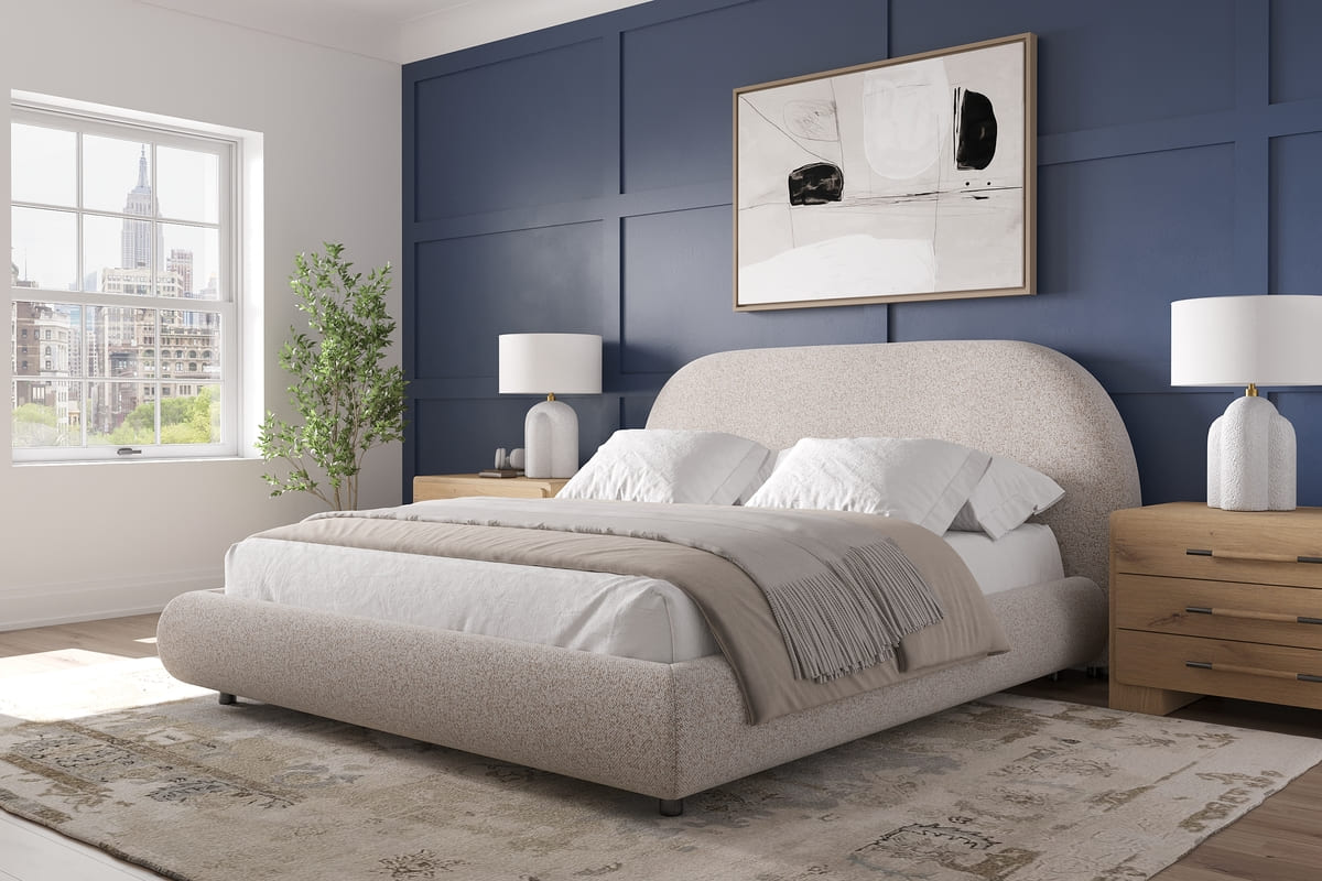 Solana Bed – Curved Boucle Modern