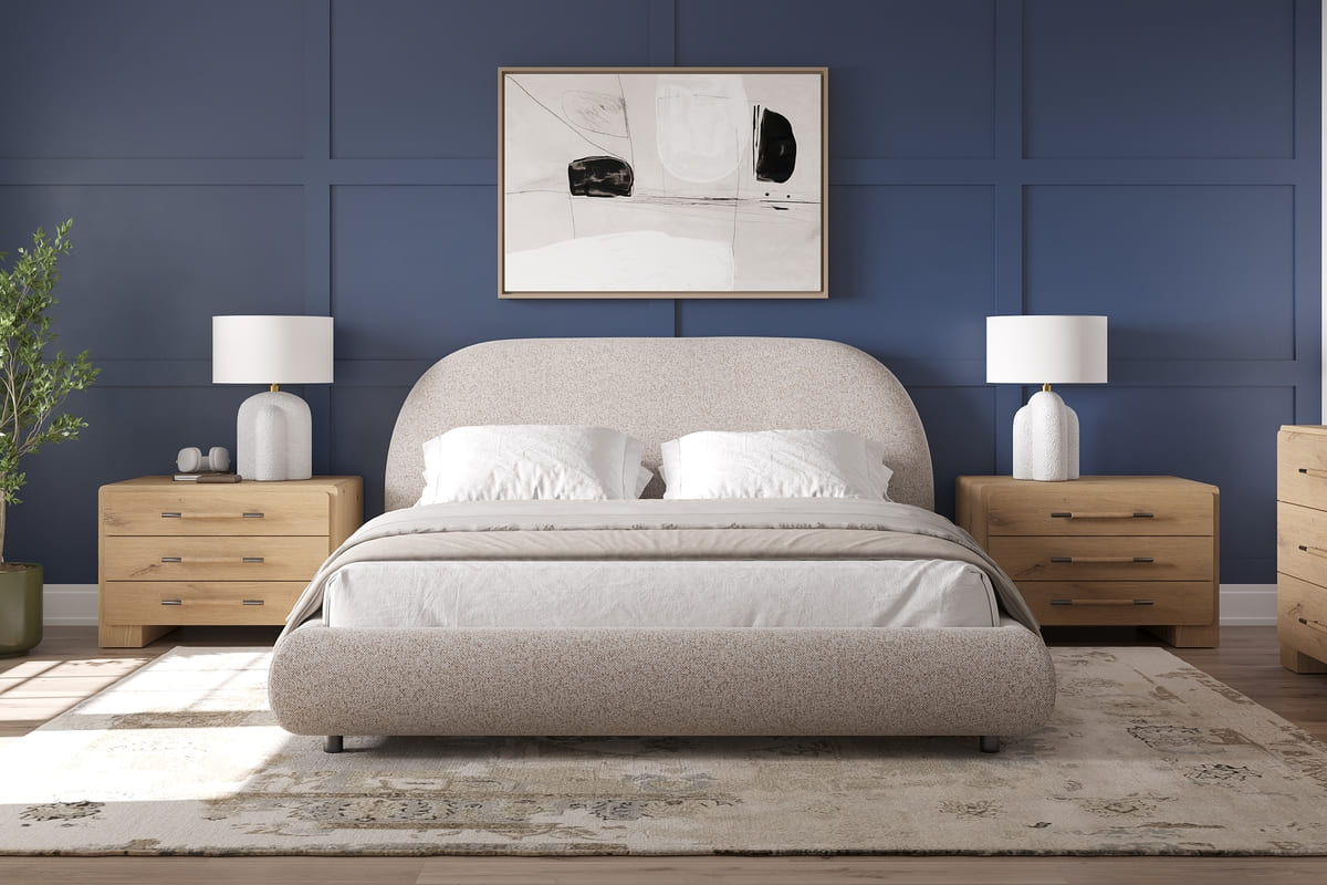 Solana Bed – Curved Boucle Modern