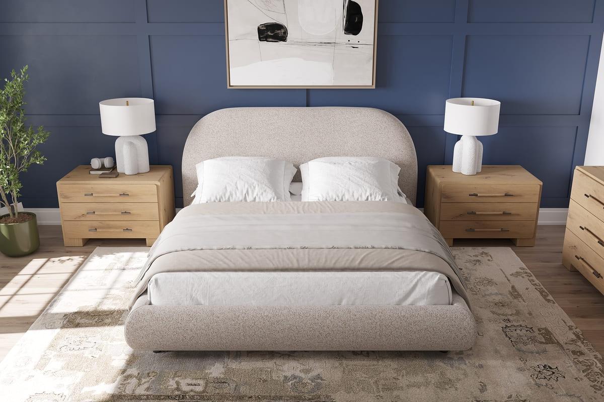 Solana Bed – Curved Boucle Modern