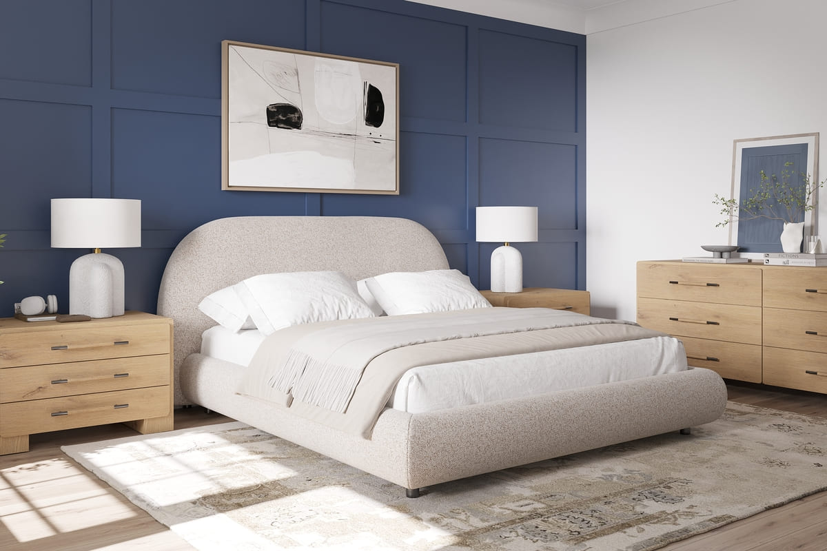 Solana Bed – Curved Boucle Modern