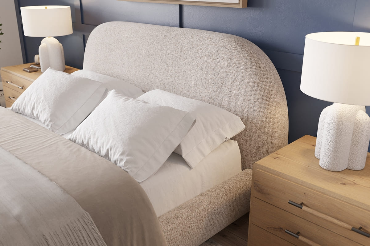 Solana Bed – Curved Boucle Modern