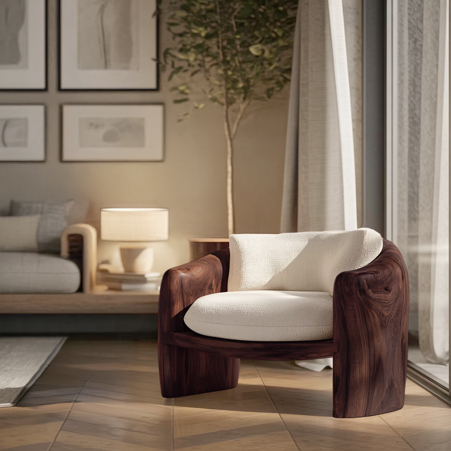 Modern Organic Lounge Chair Sculptural Form For Living Room